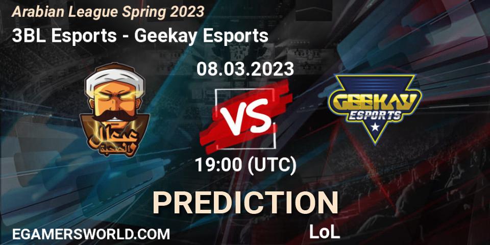 3BL Esports - Geekay Esports: прогноз. 15.02.23, LoL, Arabian League Spring 2023