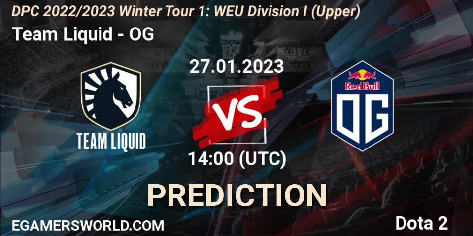 Team Liquid - OG: прогноз. 27.01.23, Dota 2, DPC 2022/2023 Winter Tour 1: WEU Division I (Upper)