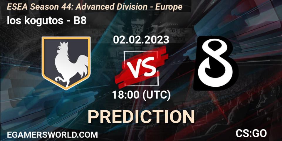 los kogutos - B8: прогноз. 02.02.23, CS2 (CS:GO), ESEA Season 44: Advanced Division - Europe