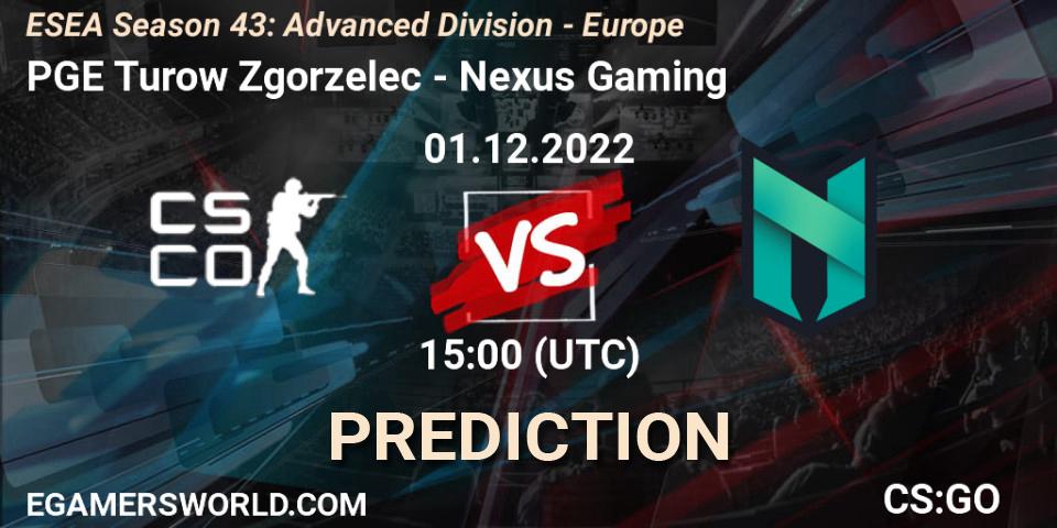 PGE Turow Zgorzelec - Nexus Gaming: прогноз. 01.12.22, CS2 (CS:GO), ESEA Season 43: Advanced Division - Europe