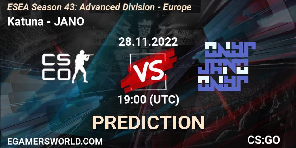 Katuna - JANO: прогноз. 28.11.22, CS2 (CS:GO), ESEA Season 43: Advanced Division - Europe