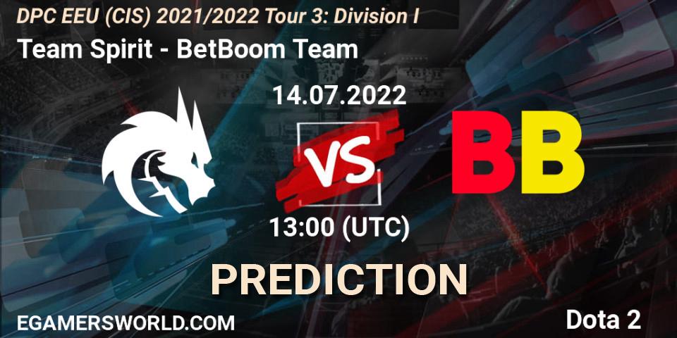 Team Spirit - BetBoom Team: прогноз. 14.07.22, Dota 2, DPC EEU (CIS) 2021/2022 Tour 3: Division I