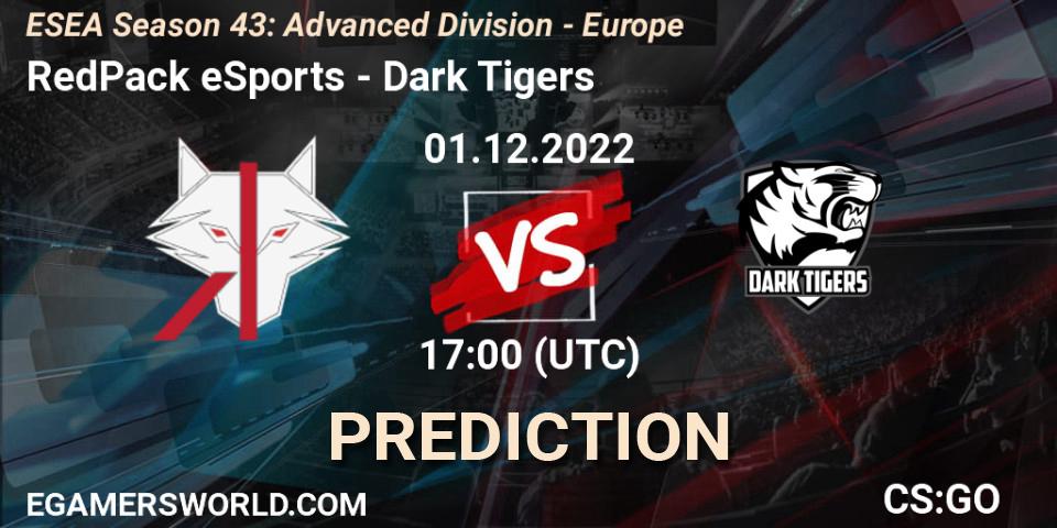 RedPack eSports - Dark Tigers: прогноз. 01.12.22, CS2 (CS:GO), ESEA Season 43: Advanced Division - Europe