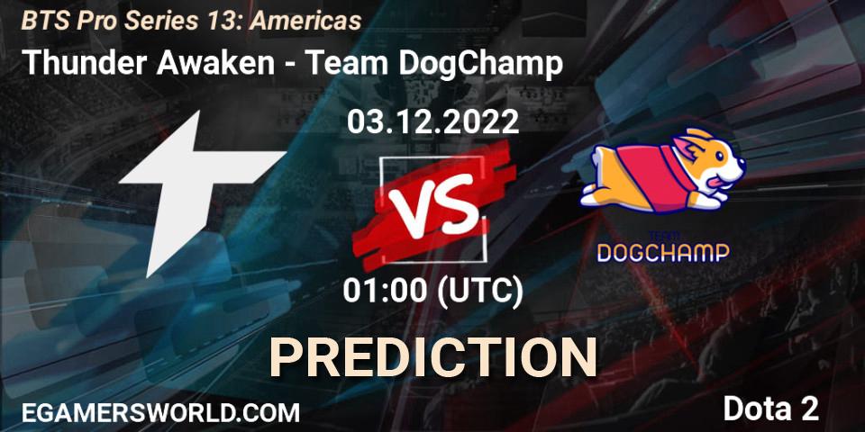 Thunder Awaken - Team DogChamp: прогноз. 03.12.22, Dota 2, BTS Pro Series 13: Americas