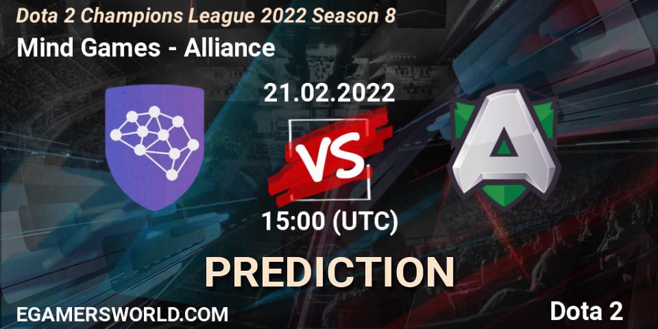 Mind Games - Alliance: прогноз. 21.02.22, Dota 2, Dota 2 Champions League 2022 Season 8