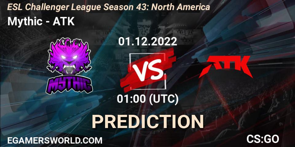 Mythic - ATK: прогноз. 01.12.22, CS2 (CS:GO), ESL Challenger League Season 43: North America