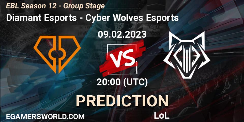 Diamant Esports - Cyber Wolves Esports: прогноз. 09.02.23, LoL, EBL Season 12 - Group Stage