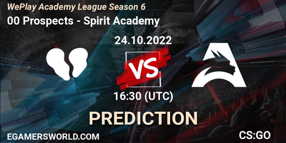00 Prospects - Spirit Academy: прогноз. 24.10.22, CS2 (CS:GO), WePlay Academy League Season 6