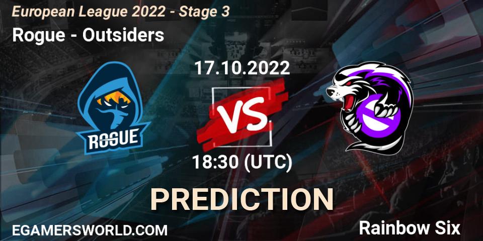 Rogue - Outsiders: прогноз. 17.10.22, Rainbow Six, European League 2022 - Stage 3