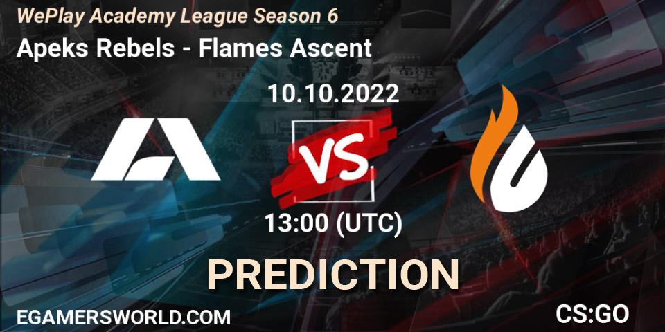 Apeks Rebels - Flames Ascent: прогноз. 12.10.22, CS2 (CS:GO), WePlay Academy League Season 6