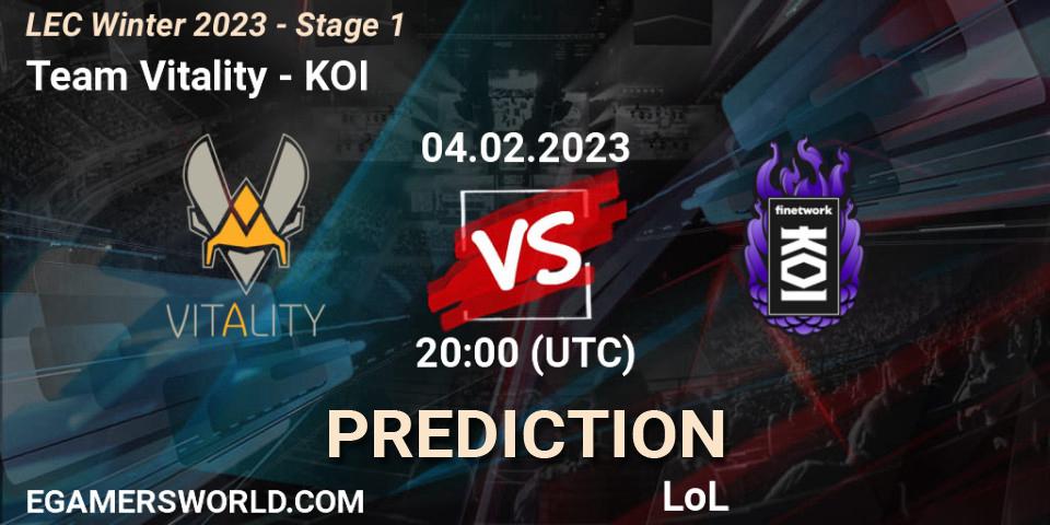 Team Vitality - KOI: прогноз. 04.02.23, LoL, LEC Winter 2023 - Stage 1