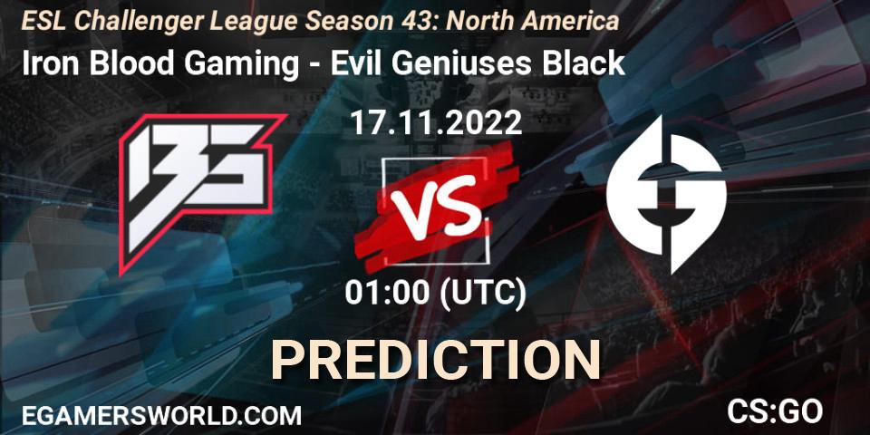 Iron Blood Gaming - Evil Geniuses Black: прогноз. 29.11.22, CS2 (CS:GO), ESL Challenger League Season 43: North America