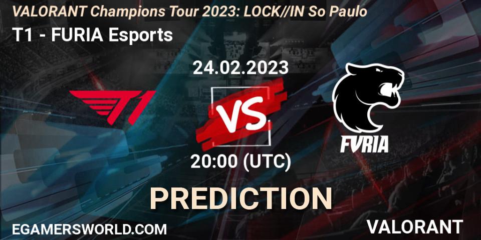 T1 - FURIA Esports: прогноз. 24.02.23, VALORANT, VALORANT Champions Tour 2023: LOCK//IN São Paulo