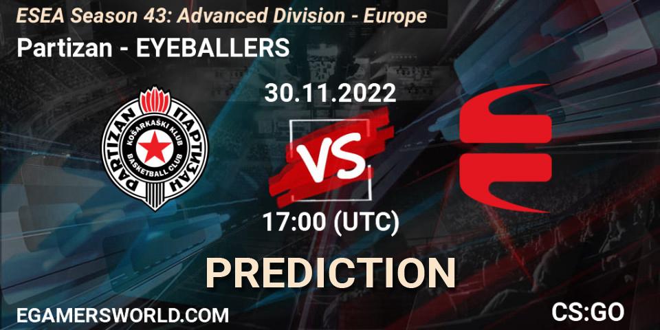 Partizan - EYEBALLERS: прогноз. 02.12.22, CS2 (CS:GO), ESEA Season 43: Advanced Division - Europe