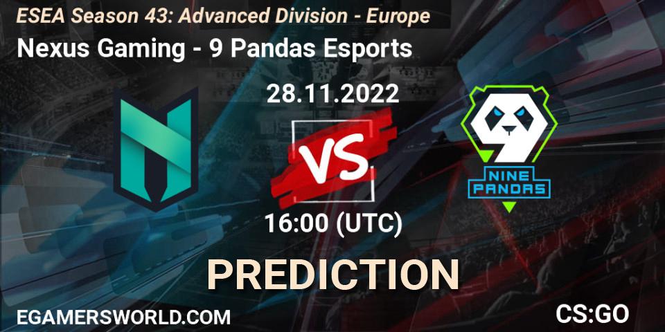 Nexus Gaming - 9 Pandas Esports: прогноз. 01.12.22, CS2 (CS:GO), ESEA Season 43: Advanced Division - Europe