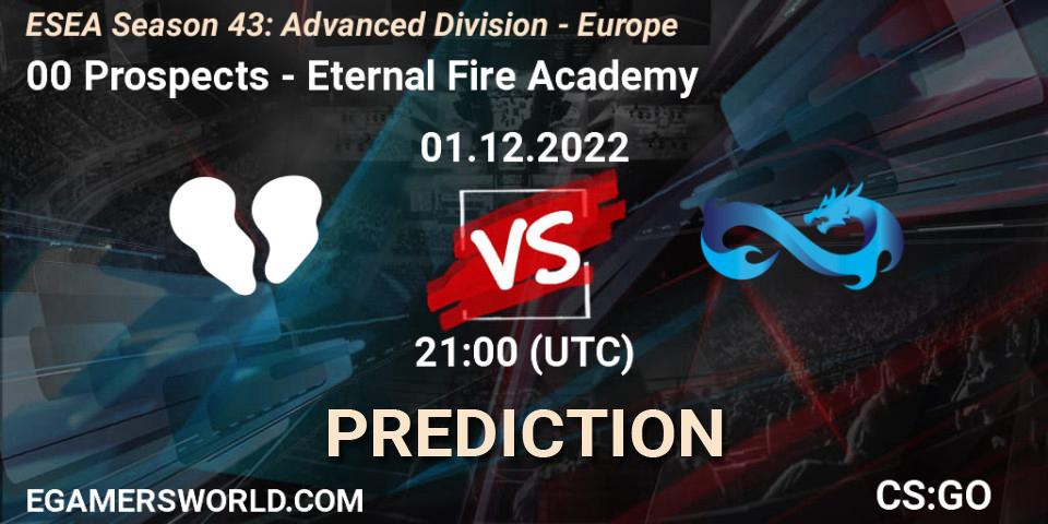00 Prospects - Eternal Fire Academy: прогноз. 02.12.22, CS2 (CS:GO), ESEA Season 43: Advanced Division - Europe