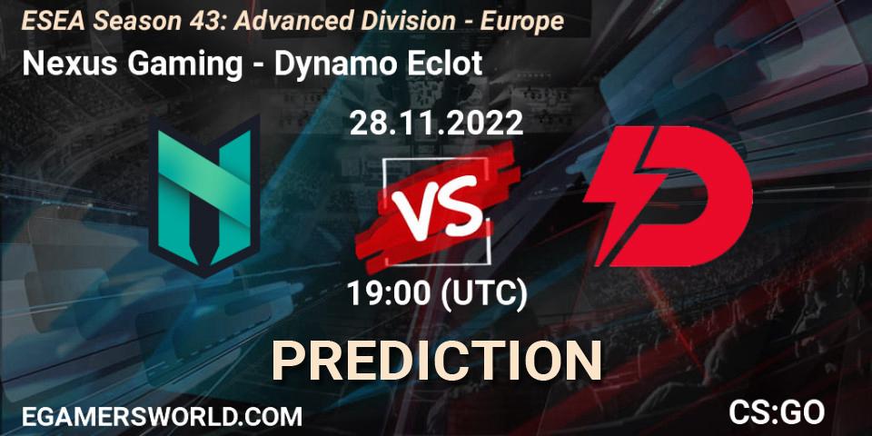 Nexus Gaming - Dynamo Eclot: прогноз. 28.11.22, CS2 (CS:GO), ESEA Season 43: Advanced Division - Europe