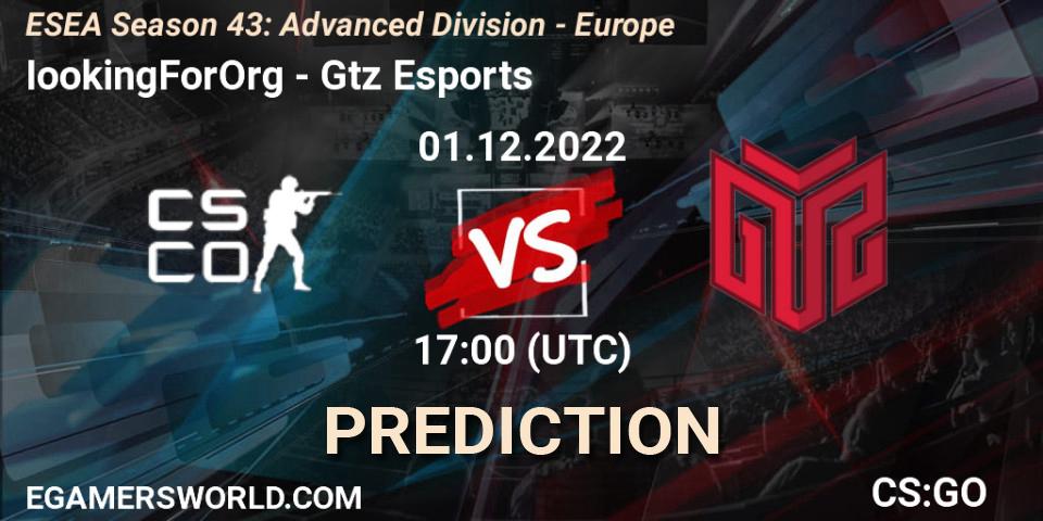 IookingForOrg - GTZ Bulls Esports: прогноз. 01.12.22, CS2 (CS:GO), ESEA Season 43: Advanced Division - Europe