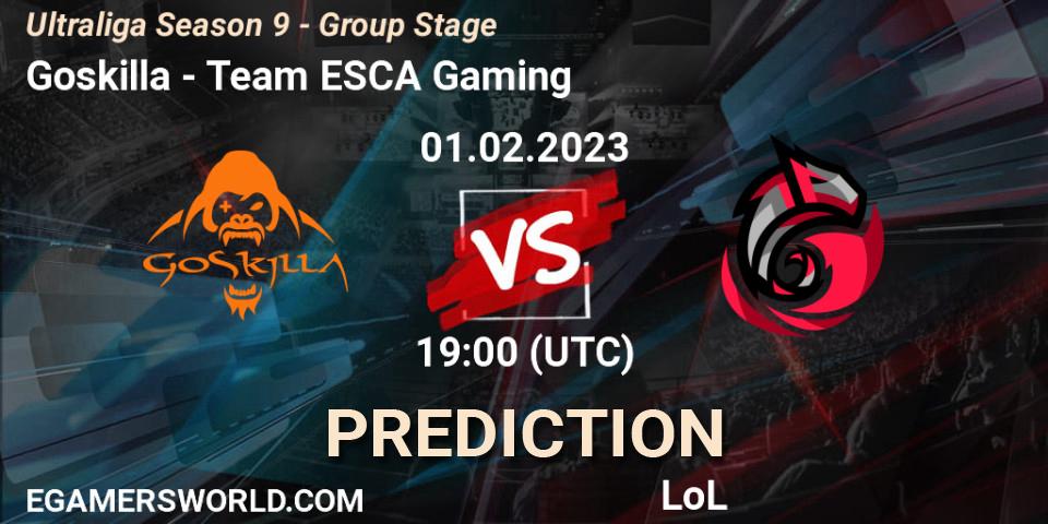 Goskilla - Team ESCA Gaming: прогноз. 01.02.23, LoL, Ultraliga Season 9 - Group Stage