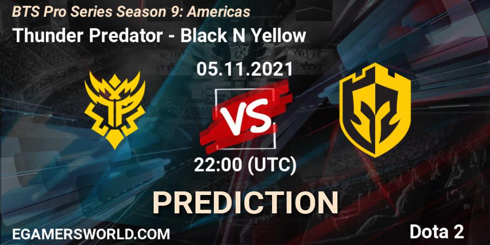 Thunder Predator - Black N Yellow: прогноз. 06.11.21, Dota 2, BTS Pro Series Season 9: Americas
