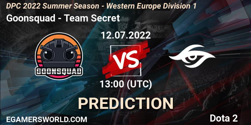 Goonsquad - Team Secret: прогноз. 12.07.22, Dota 2, DPC WEU 2021/2022 Tour 3: Division I