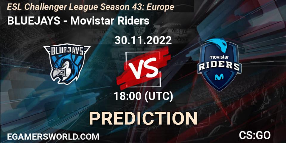 BLUEJAYS - Movistar Riders: прогноз. 28.11.22, CS2 (CS:GO), ESL Challenger League Season 43: Europe