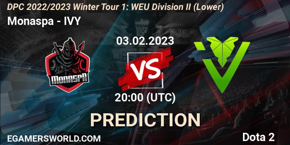 Monaspa - IVY: прогноз. 03.02.23, Dota 2, DPC 2022/2023 Winter Tour 1: WEU Division II (Lower)