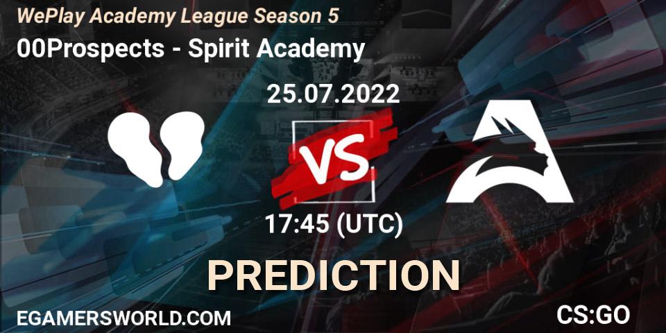 00Prospects - Spirit Academy: прогноз. 25.07.22, CS2 (CS:GO), WePlay Academy League Season 5