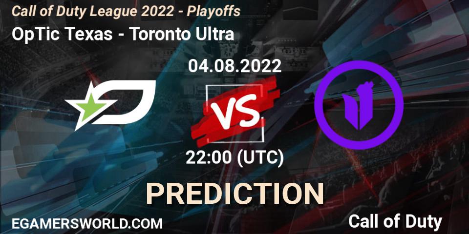 OpTic Texas - Toronto Ultra: прогноз. 05.08.22, Call of Duty, Call of Duty League 2022 - Playoffs