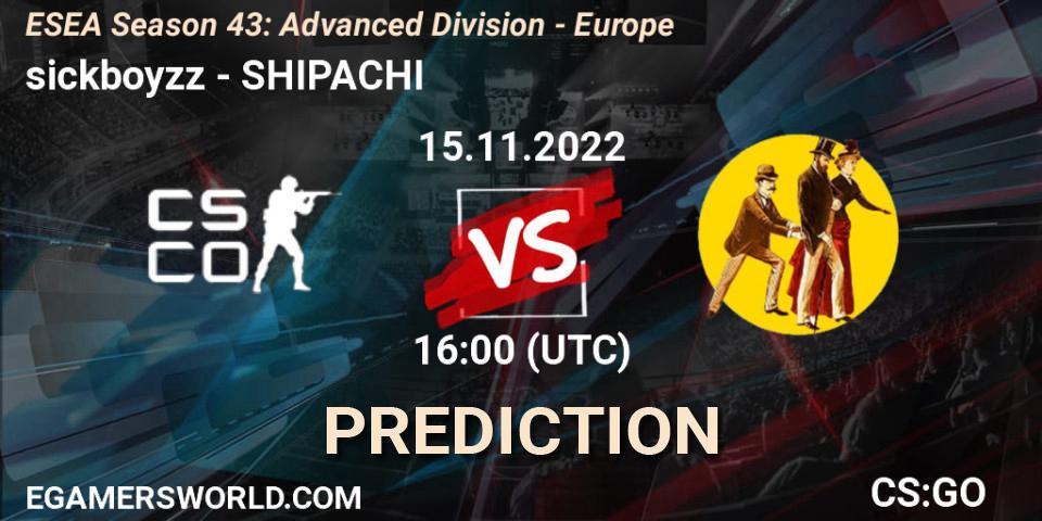 sickboyzz - SHIPACHI: прогноз. 15.11.22, CS2 (CS:GO), ESEA Season 43: Advanced Division - Europe