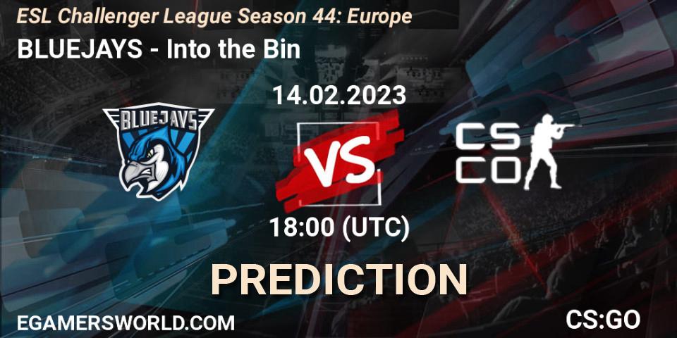 BLUEJAYS - Into the Bin: прогноз. 20.02.23, CS2 (CS:GO), ESL Challenger League Season 44: Europe