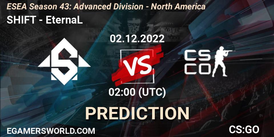 SHIFT - EternaL: прогноз. 02.12.22, CS2 (CS:GO), ESEA Season 43: Advanced Division - North America