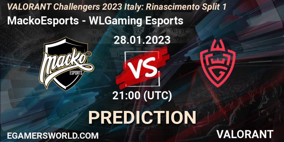 MackoEsports - WLGaming Esports: прогноз. 28.01.23, VALORANT, VALORANT Challengers 2023 Italy: Rinascimento Split 1