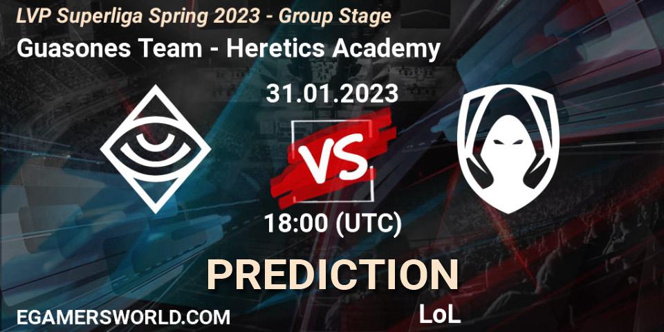 Guasones Team - Los Heretics: прогноз. 31.01.23, LoL, LVP Superliga Spring 2023 - Group Stage