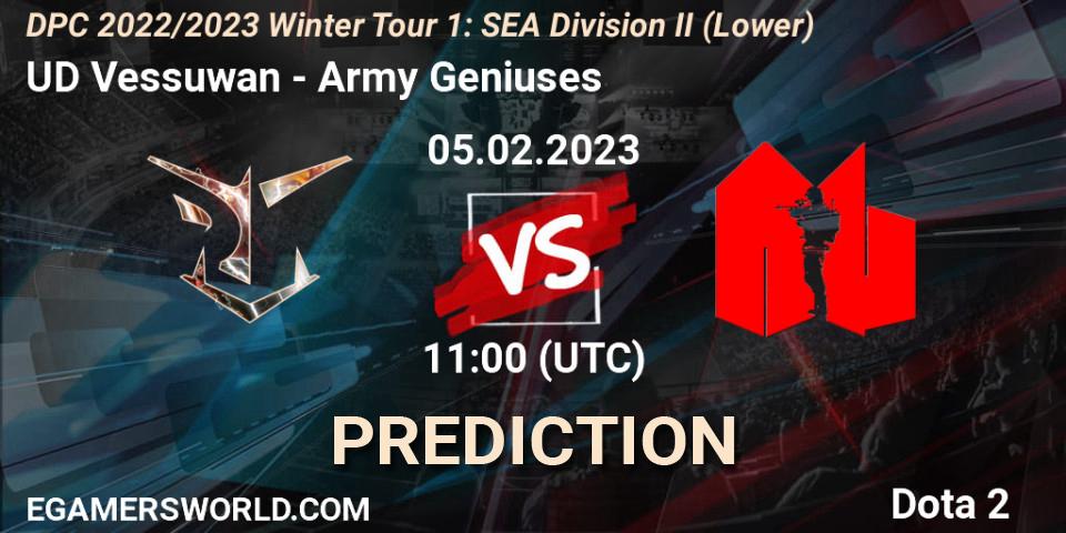UD Vessuwan - Army Geniuses: прогноз. 05.02.23, Dota 2, DPC 2022/2023 Winter Tour 1: SEA Division II (Lower)