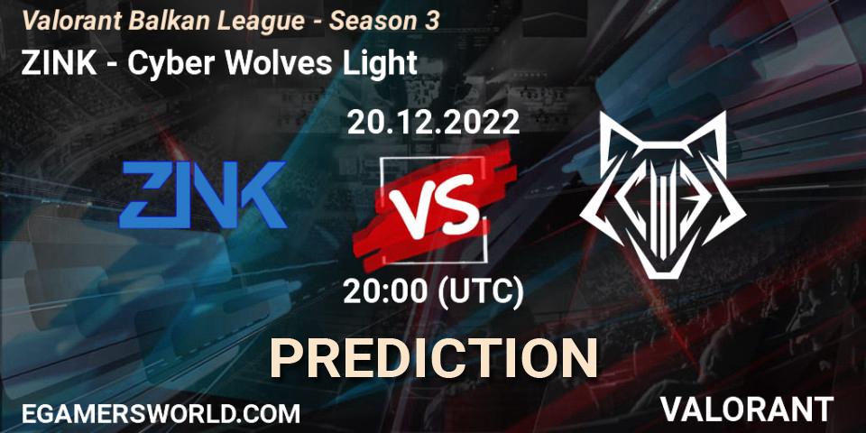 ZINK - Cyber Wolves Light: прогноз. 20.12.22, VALORANT, Valorant Balkan League - Season 3