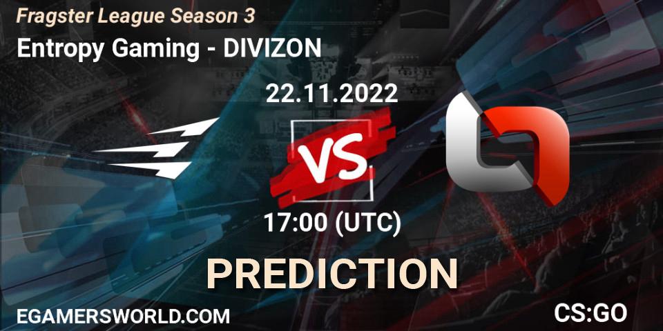 Entropy Gaming - DIVIZON: прогноз. 01.12.22, CS2 (CS:GO), Fragster League Season 3