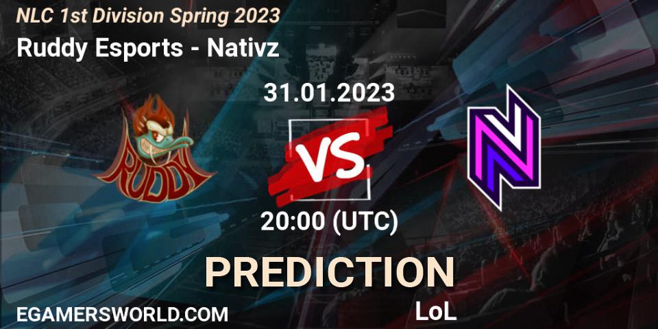 Ruddy Esports - Nativz: прогноз. 31.01.23, LoL, NLC 1st Division Spring 2023