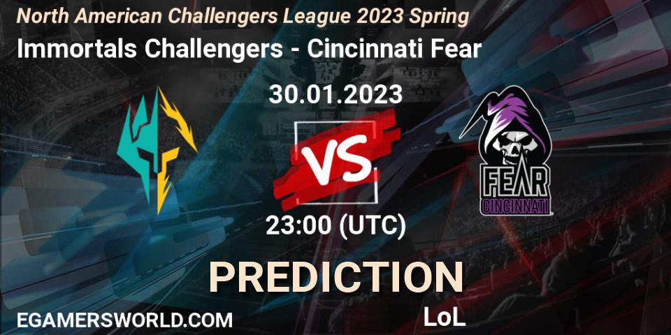 Immortals Challengers - Cincinnati Fear: прогноз. 30.01.23, LoL, NACL 2023 Spring - Group Stage