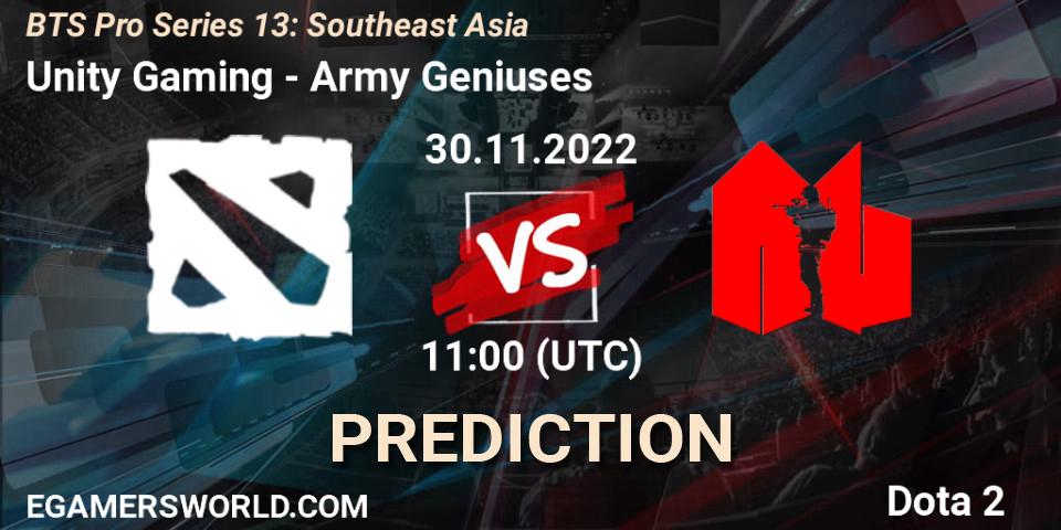 Unity Gaming - Army Geniuses: прогноз. 30.11.22, Dota 2, BTS Pro Series 13: Southeast Asia