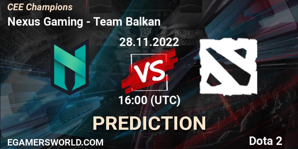 Nexus Gaming - Team Balkan: прогноз. 28.11.22, Dota 2, CEE Champions