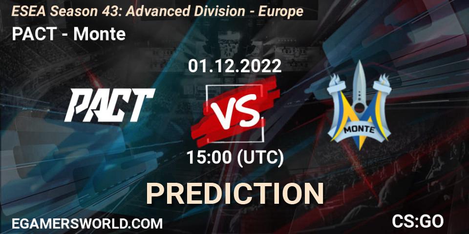 PACT - Monte: прогноз. 01.12.22, CS2 (CS:GO), ESEA Season 43: Advanced Division - Europe