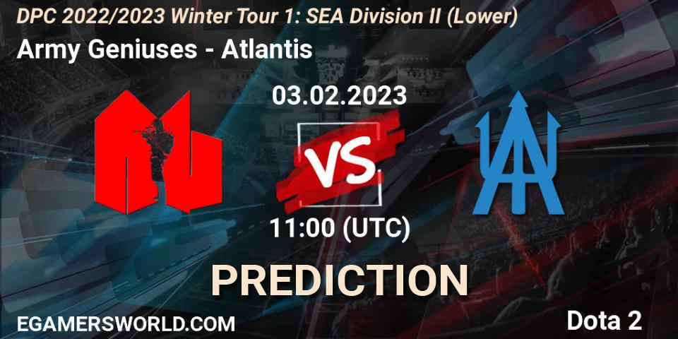 Army Geniuses - Atlantis: прогноз. 03.02.23, Dota 2, DPC 2022/2023 Winter Tour 1: SEA Division II (Lower)
