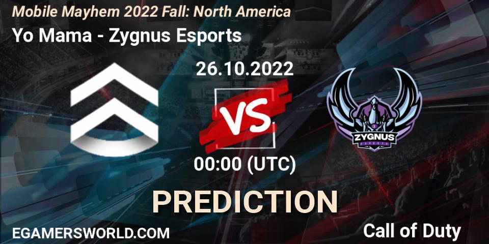 Yo Mama - Zygnus Esports: прогноз. 26.10.22, Call of Duty, Mobile Mayhem 2022 Fall: North America