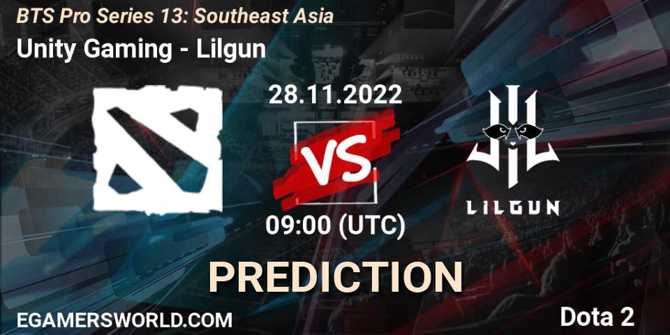 Unity Gaming - Lilgun: прогноз. 28.11.22, Dota 2, BTS Pro Series 13: Southeast Asia