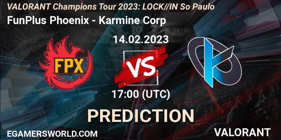 FunPlus Phoenix - Karmine Corp: прогноз. 14.02.23, VALORANT, VALORANT Champions Tour 2023: LOCK//IN São Paulo