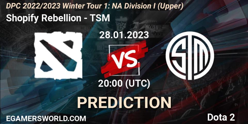 Shopify Rebellion - TSM: прогноз. 28.01.23, Dota 2, DPC 2022/2023 Winter Tour 1: NA Division I (Upper)