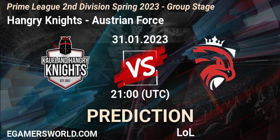 Hangry Knights - Austrian Force: прогноз. 31.01.23, LoL, Prime League 2nd Division Spring 2023 - Group Stage