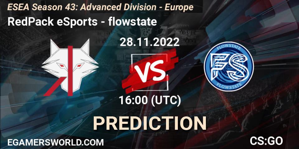 RedPack eSports - flowstate: прогноз. 28.11.22, CS2 (CS:GO), ESEA Season 43: Advanced Division - Europe