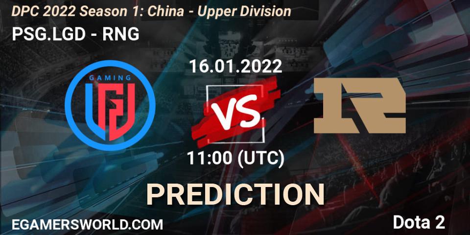 PSG.LGD - RNG: прогноз. 16.01.22, Dota 2, DPC 2022 Season 1: China - Upper Division